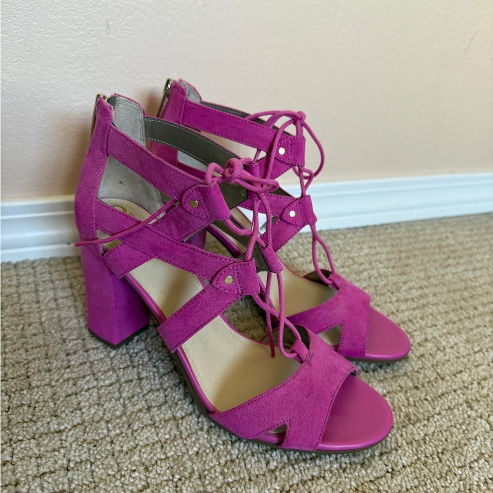 Circus by Sam Edelman, Elegant Pink Lace-Up Women's Sandals, size 7.5